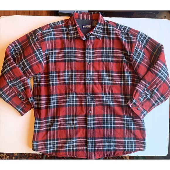 Wolverine XL Red Plaid LS BF Fleece Lined Shirt/Jacket - Picture 2 of 4